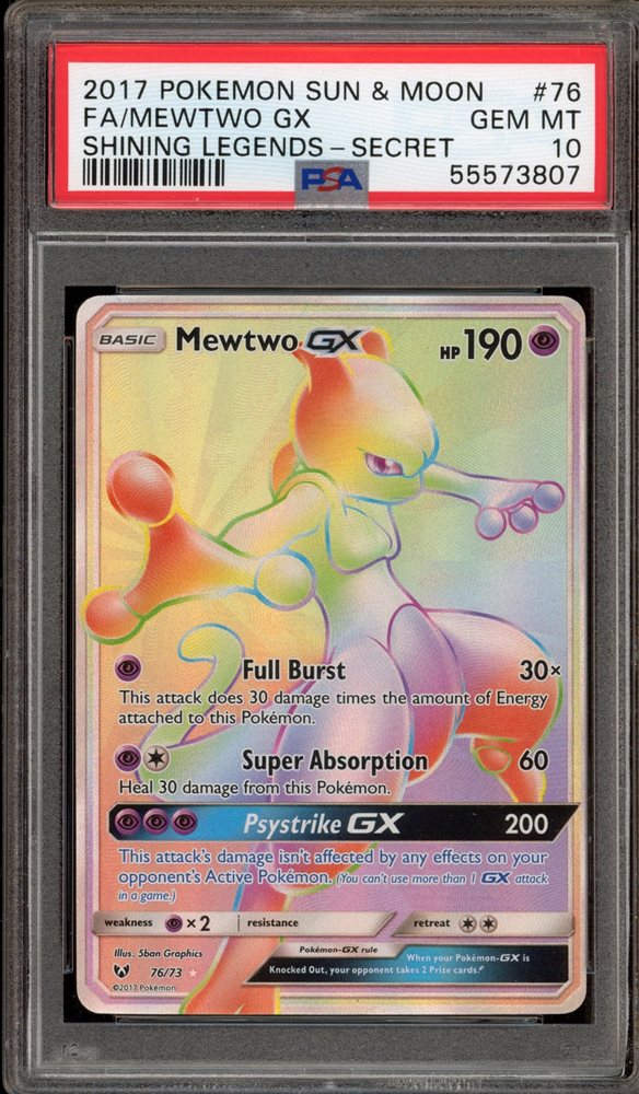 2017 POKEMON SUN & MOON SHINING LEGENDS MEWTWO GX PSA 10