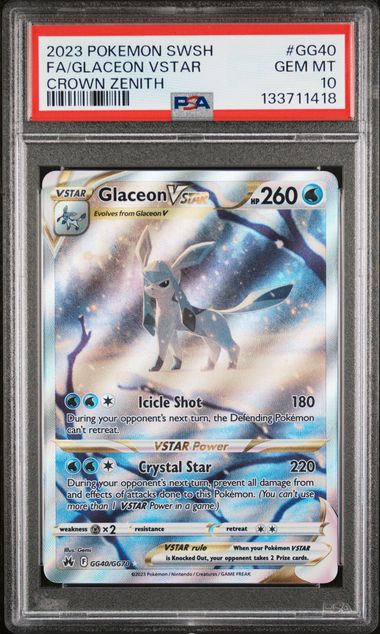 2023 POKEMON SWSH CROWN ZENITH GLACEON VSTAR PSA 10